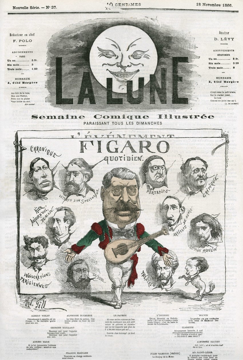 Ritratto dei giornalisti del "Figaro Quotidien". Caricatura di Gill, in "The Moon", 18 novembre da Andre Gill