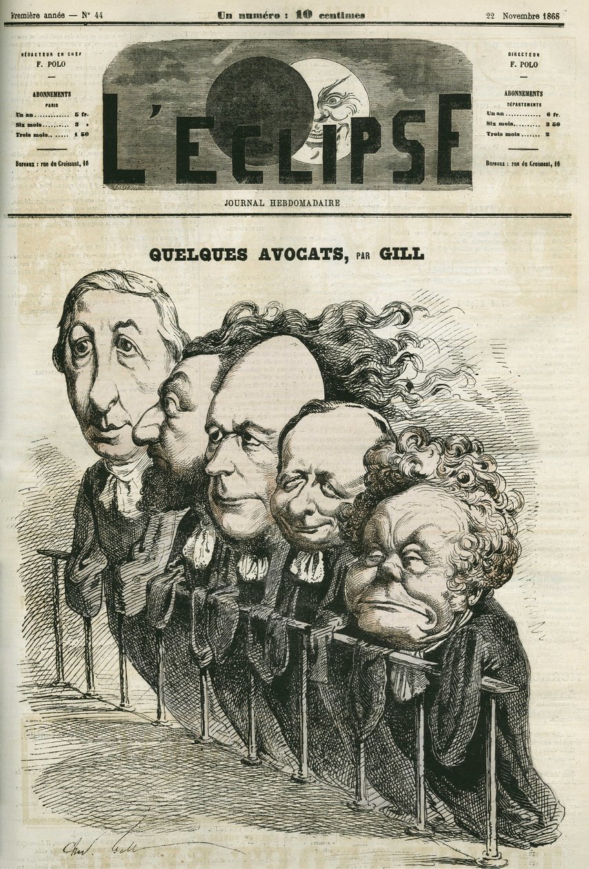Alcuni avvocati, Emmanuel Arago, Leon Gambetta, Jules Grevy, Laurier e Adolphe Cremieux. Copertina in 