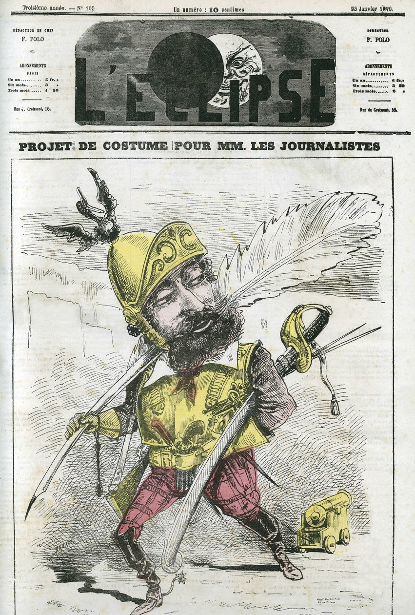 Progetto di abito per giornalisti gentiluomini, in guardia e protetti da armature. Copertina di "L