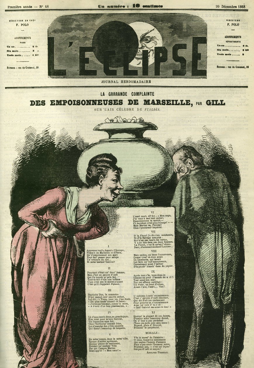 Il grande lamento "Poisonneuses de Marseille". Copertina in "L