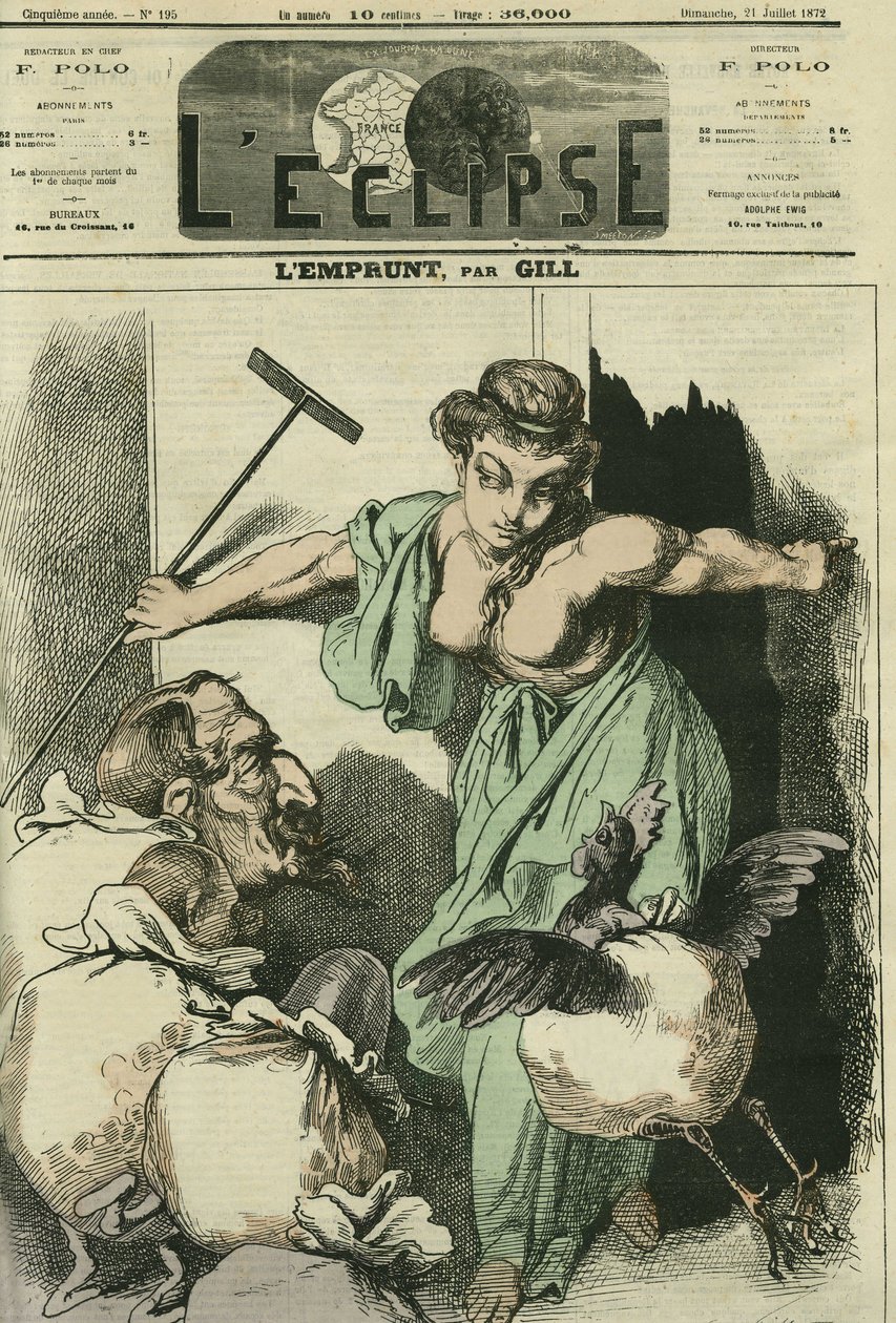 Il prestito, la Repubblica deve prendere in prestito 3 miliardi per ripagare il debito di guerra alla Prussia. Copertina in "L