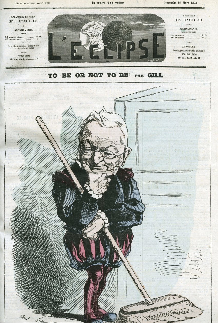 Essere o non essere, caricatura di Adolphe Thiers (1797-1877), statista francese. Copertina in "L