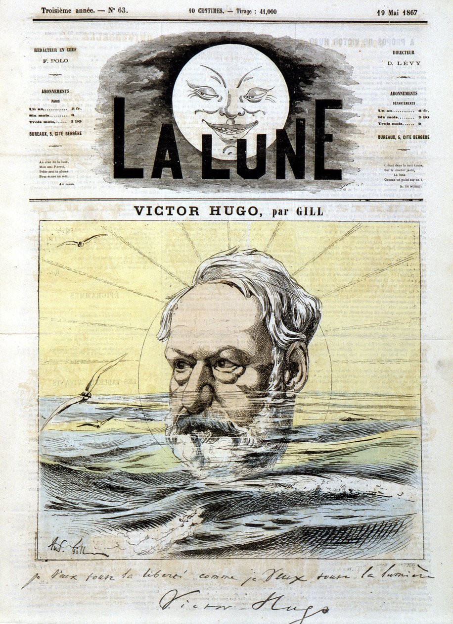 Victor Hugo - di Gill, in “La Lune” del 19/05/1867 da Andre Gill