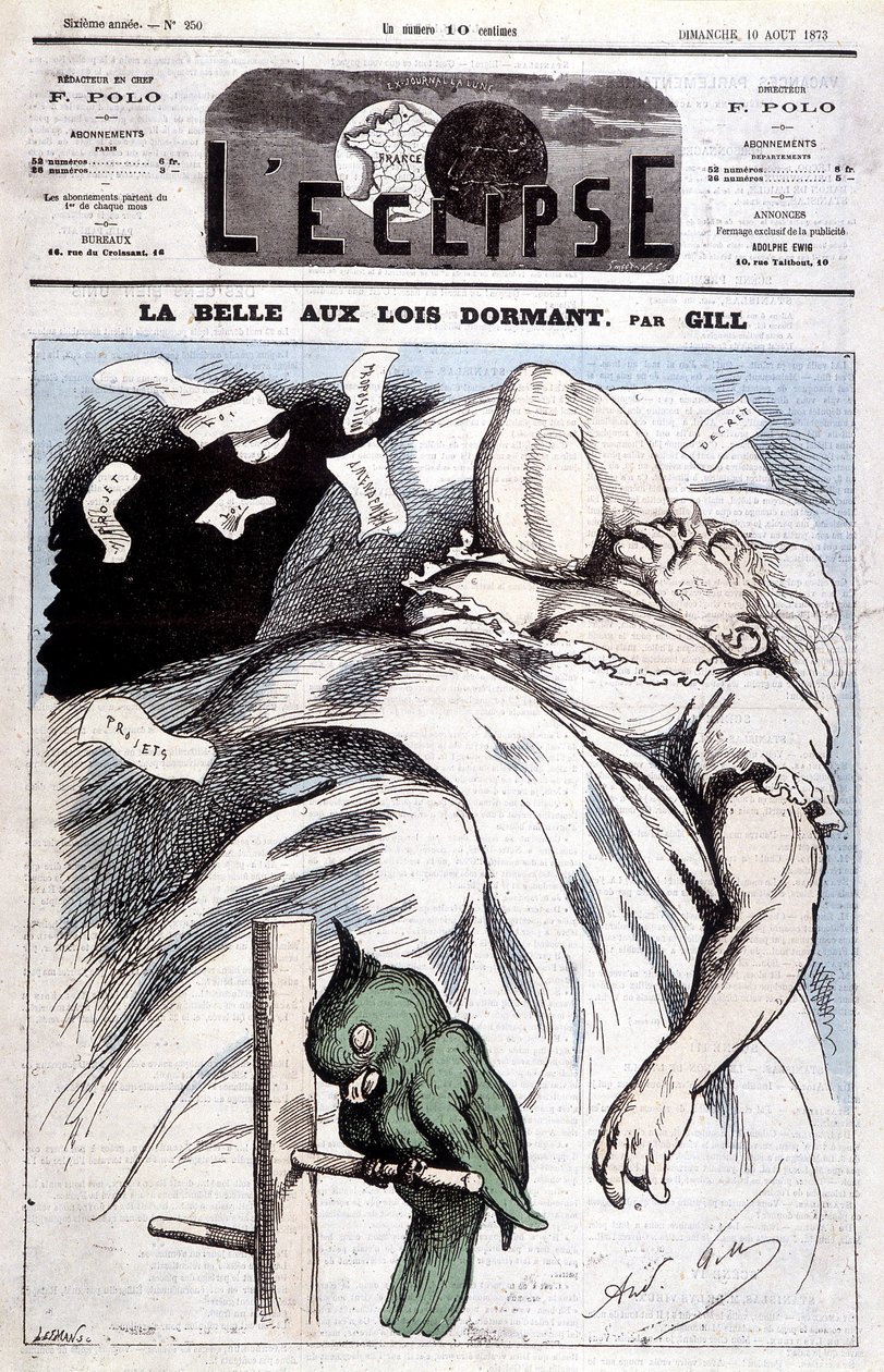 Caricatura di Victoria in "La Bella Addormentata" - di Gill, in "L