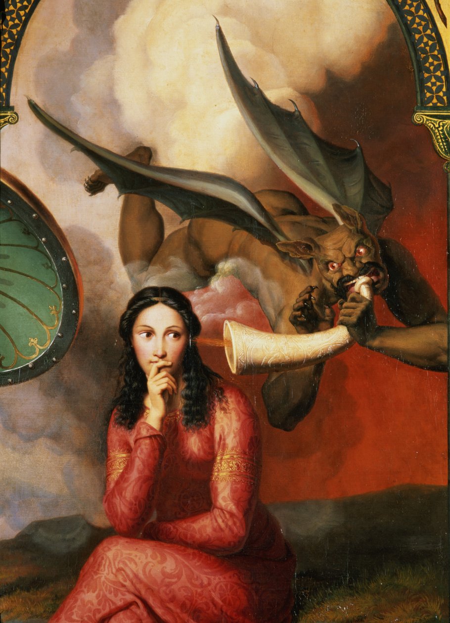 Il bene e il male: il diavolo che tenta una giovane donna, (dettaglio) da Andre Jacques Victor Orsel