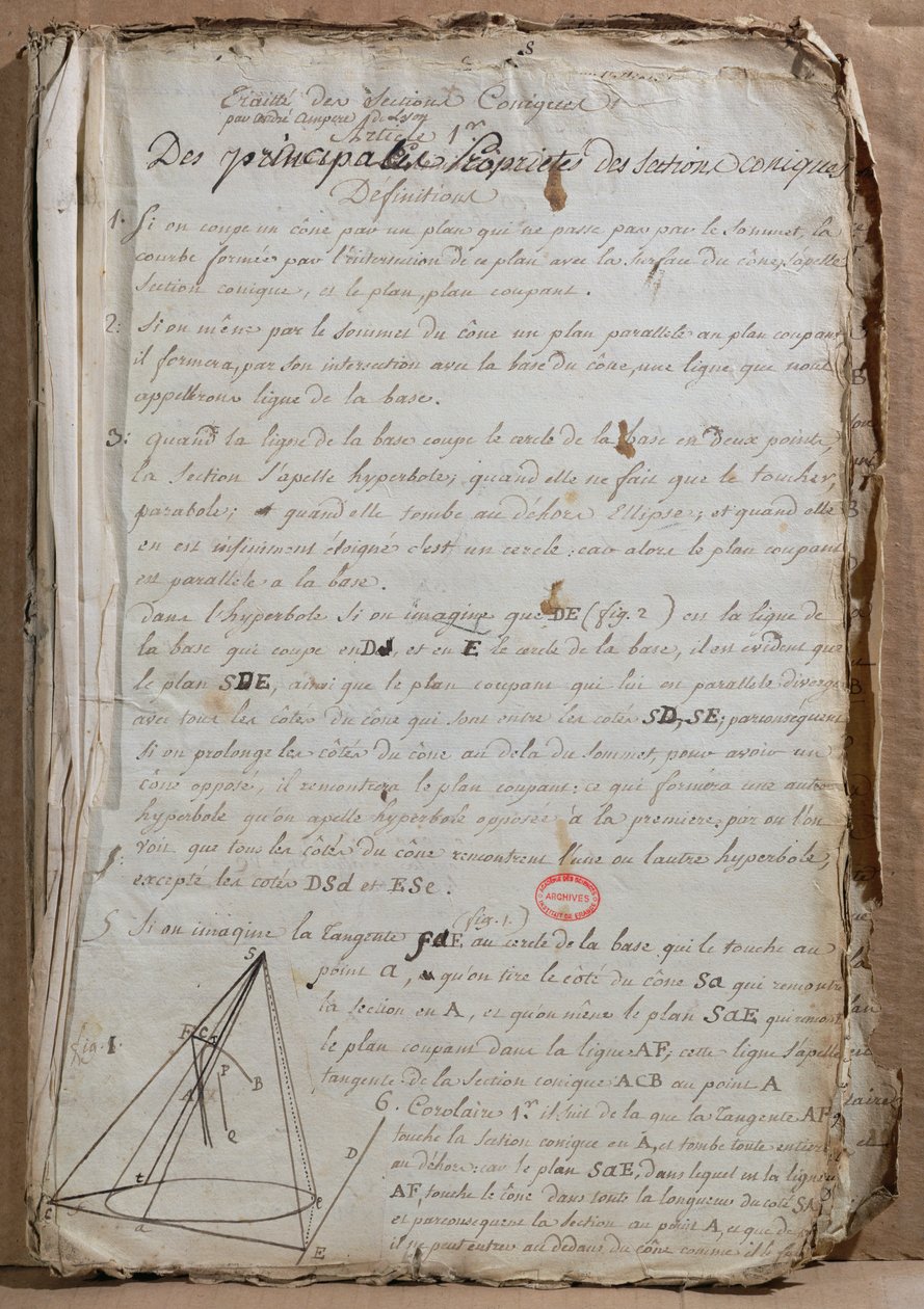 Pagina da Traite des Sections Coniques da Andre Marie Ampere