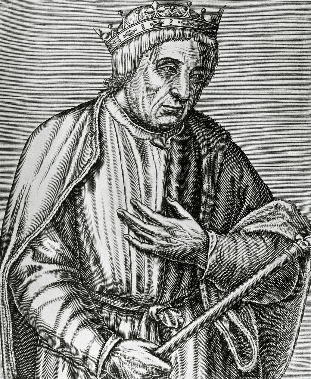 Ritratto di Casimiro III, Re di Polonia, noto come il Grande (1310-1370), incisione da Les Vrais pourtraits et Vies des Hommes illustres da Andre Thevet