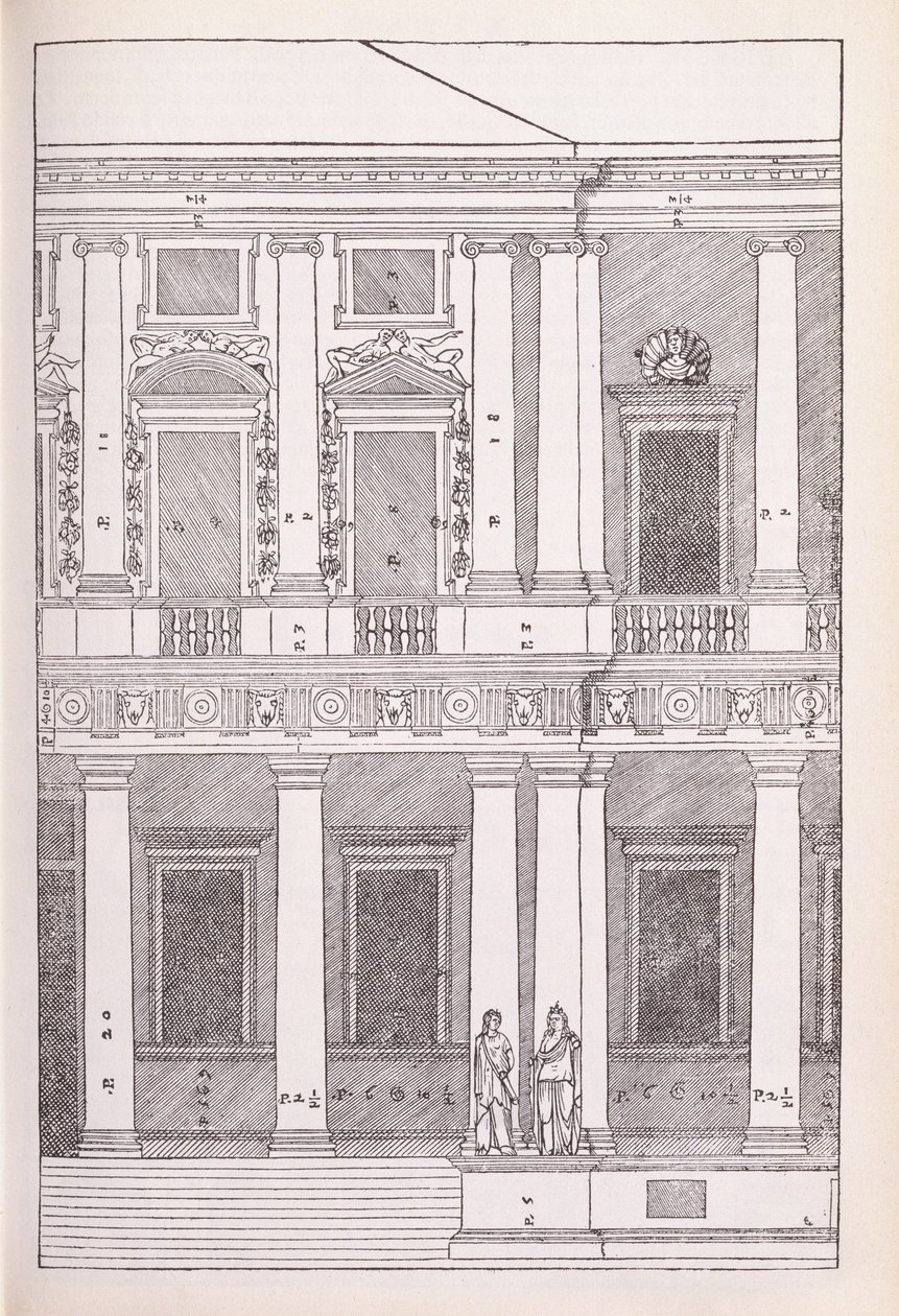 Elevazione di Villa Chiericati, Vicenza, illustrazione da una copia facsimile di 