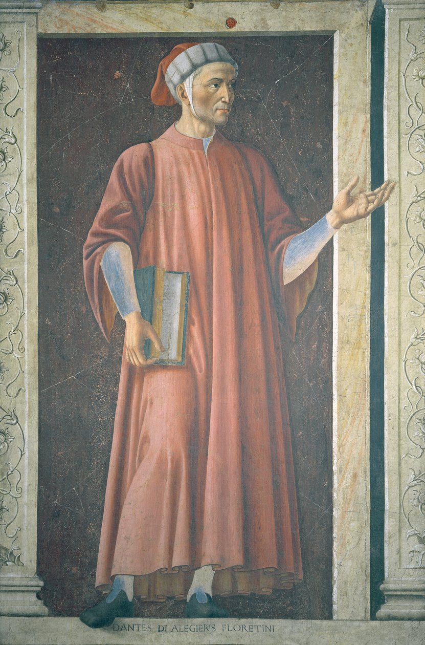 Dante Alighieri (1265-1321) dalla serie di uomini e donne famosi della Villa Carducci, c.1450 da Andrea del Castagno