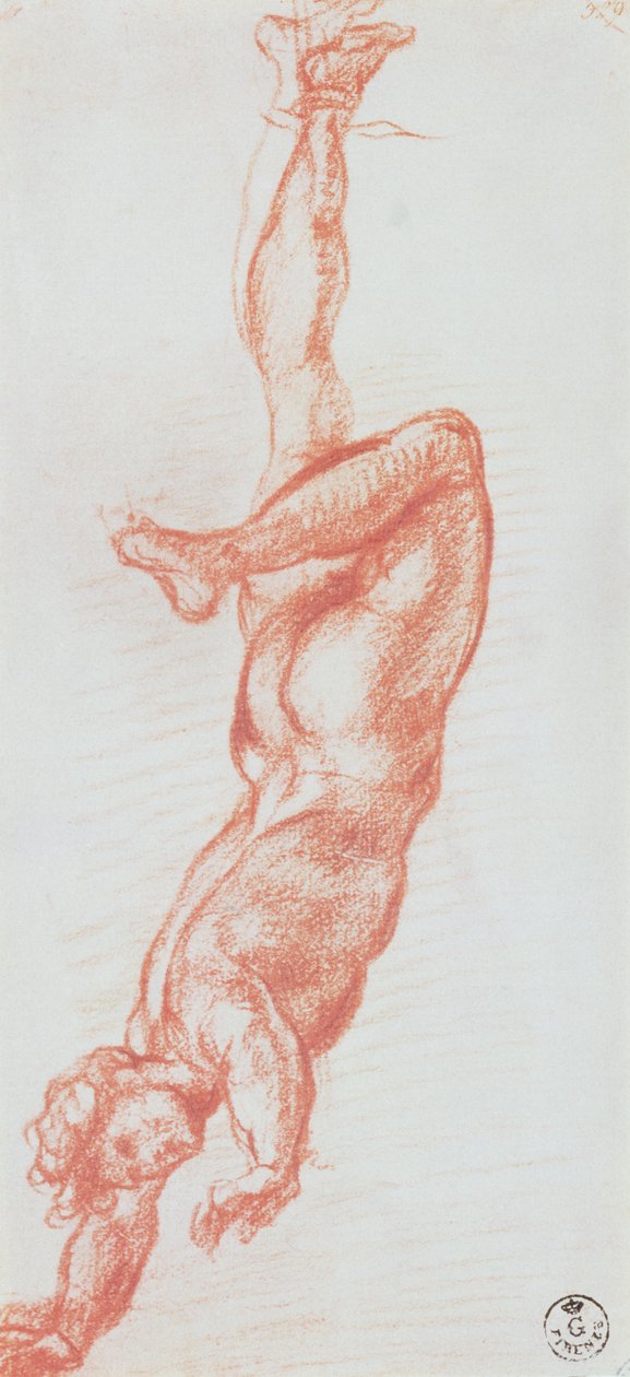 Studio di un uomo nudo sospeso per la gamba destra da Andrea del Sarto