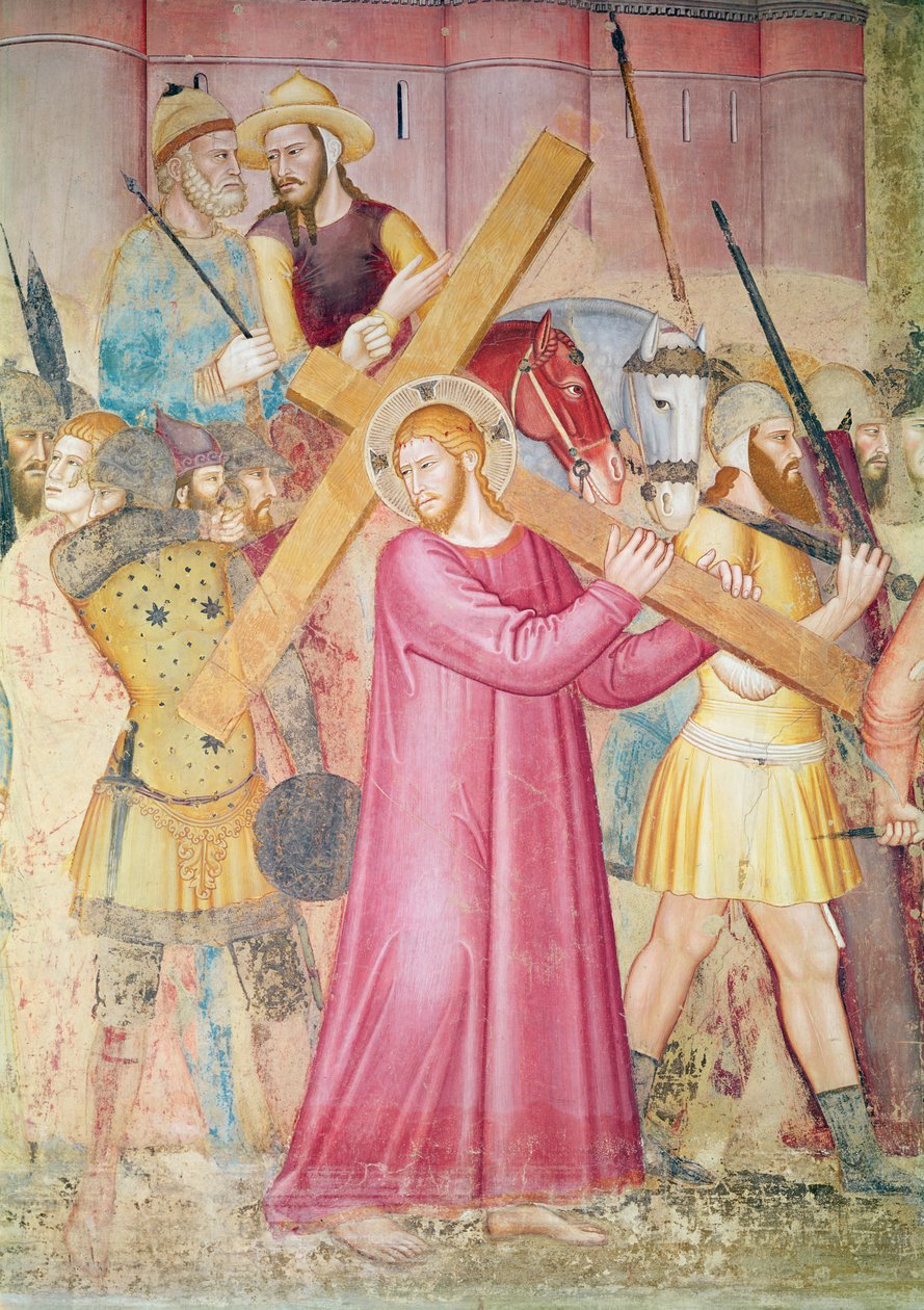 La strada del Calvario, dettaglio di Cristo che porta la croce, c.1365 da Andrea di Bonaiuto