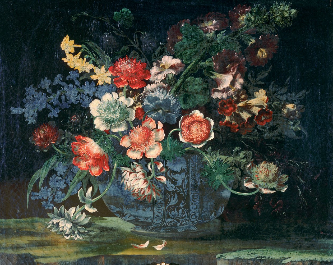 Bacile di porcellana cinese con un mazzo di fiori da Andrea the Elder Scacciati