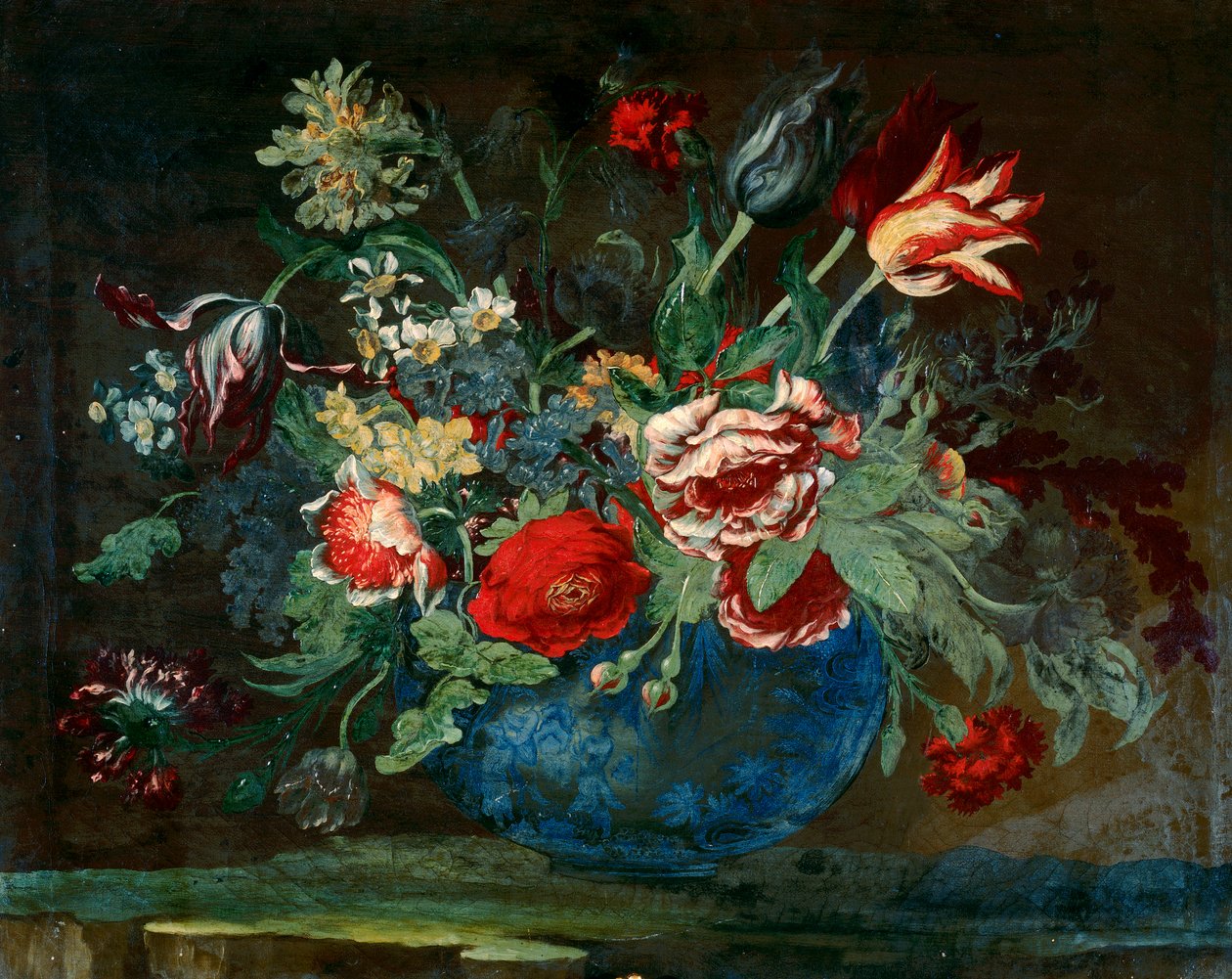Bacile di porcellana cinese con un mazzo di fiori da Andrea the Elder Scacciati