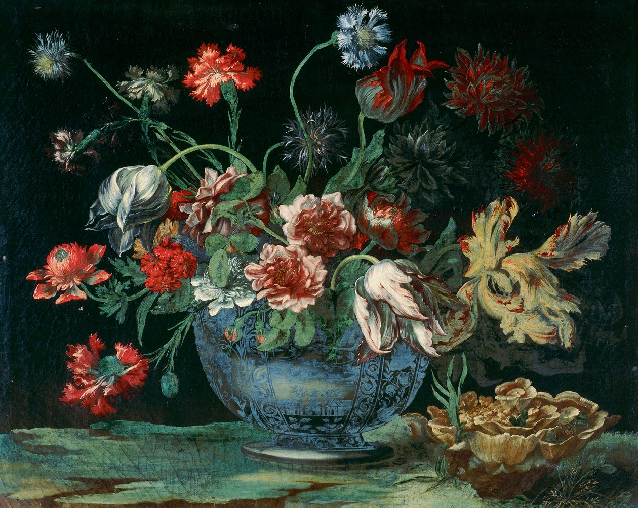 Bacile di porcellana cinese con un mazzo di fiori da Andrea the Elder Scacciati