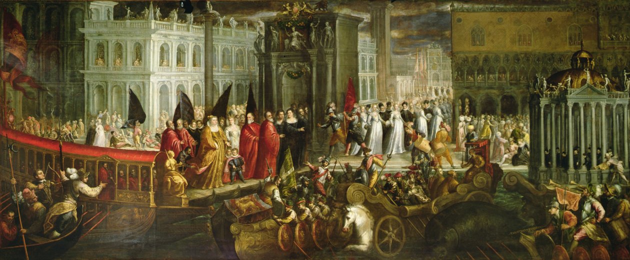 Arrivo della Dogaressa Morosina Morosini Grimani al Palazzo Ducale, Venezia, c.1600 da Andrea Vicentino