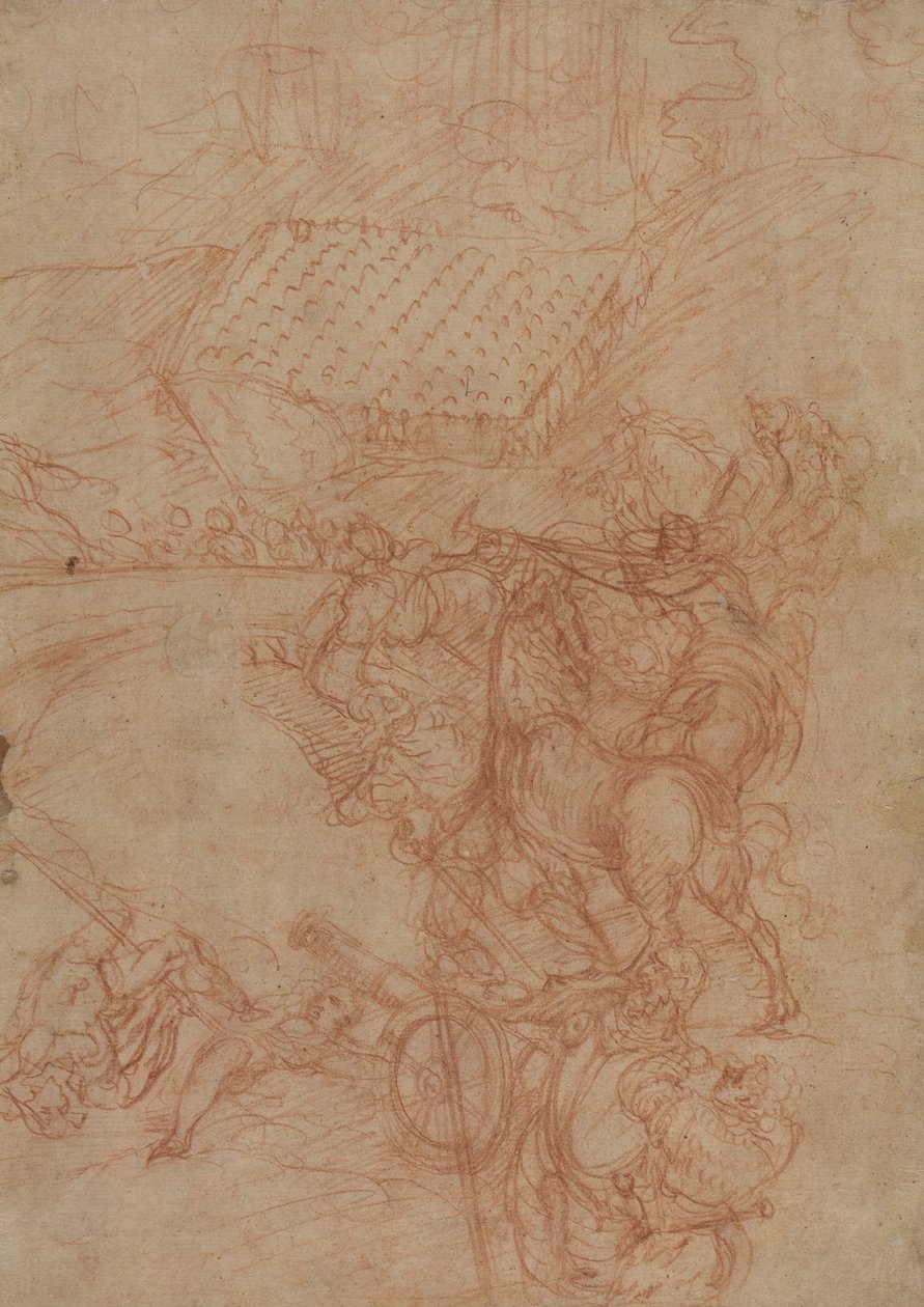La battaglia di Spoleto, 1575 circa (gesso rosso su carta) da Andrea (1539-1614) Vicentino