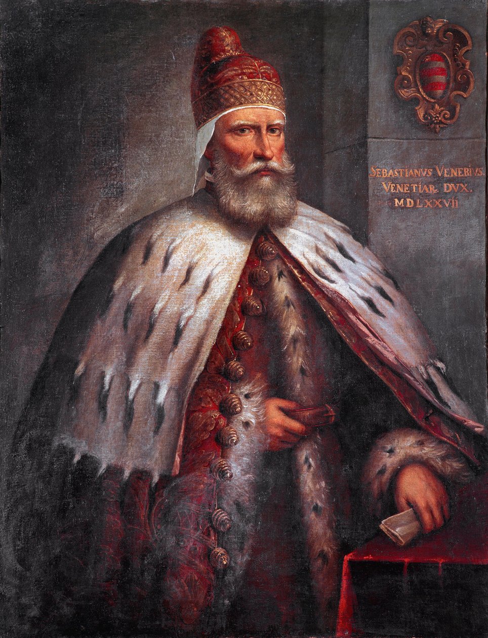 Ritratto del Doge Sebastiano Venier (1496-1578), condottiero. Guidò la flotta veneziana con Francesco Duodo durante la Battaglia di Lepanto nel 1571. Dipinto di Andrea de