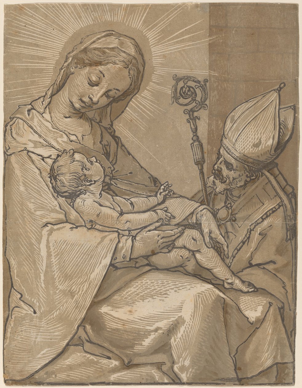 Madonna col Bambino e un vescovo, 1591 da Andrea Andreani