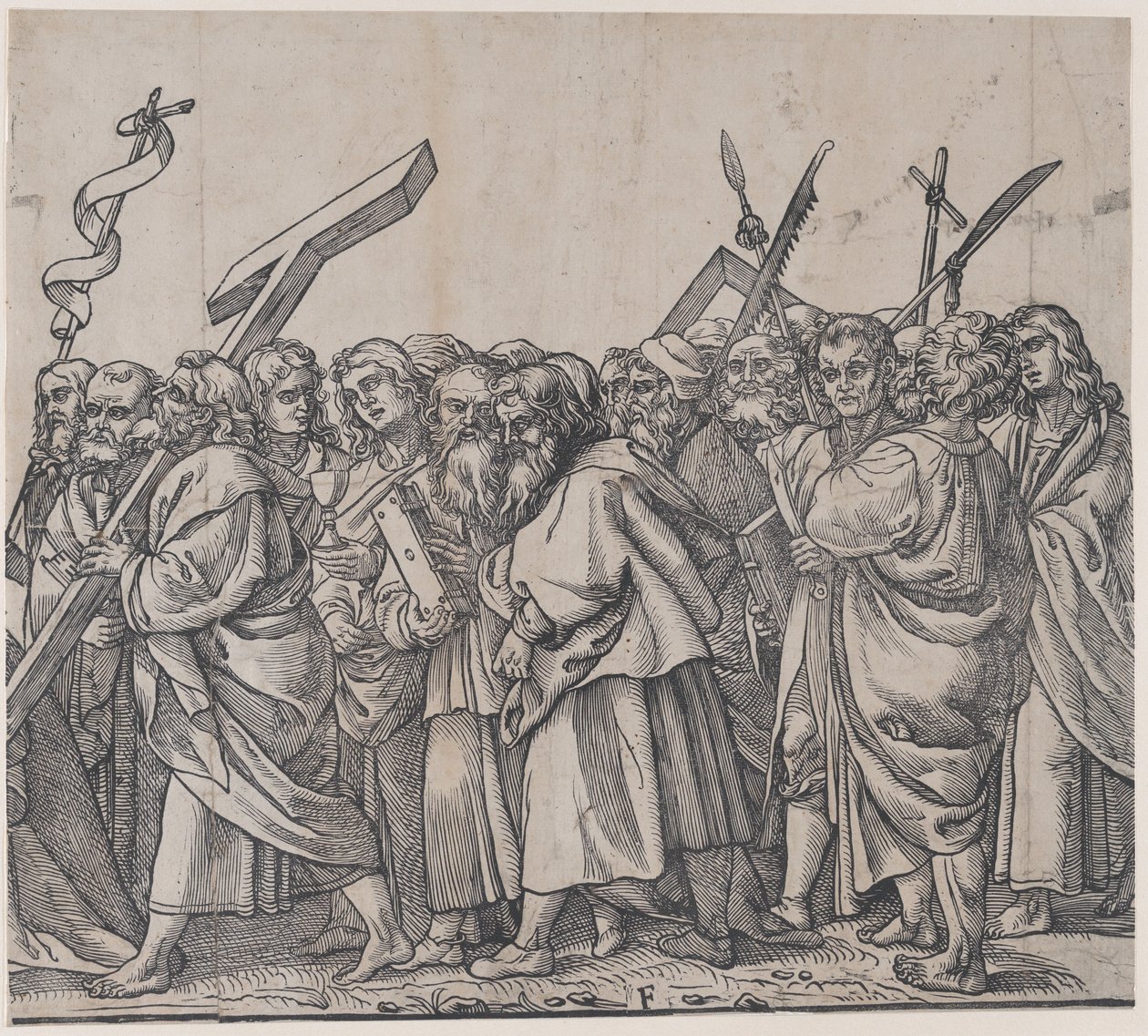 Sezione F: Santi che tengono croci, libri e armi, da Il Trionfo di Cristo, 1836 da Andrea Andreani