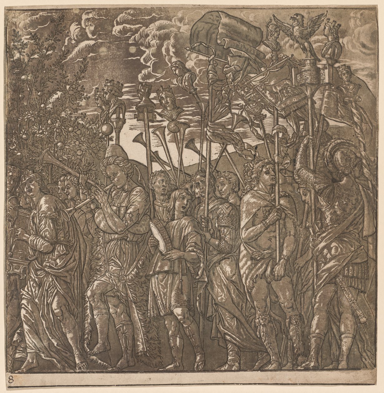 Il Trionfo di Giulio Cesare: Soldati che Portano Bandiere e Stendardi, 1593-99 da Andrea Andreani