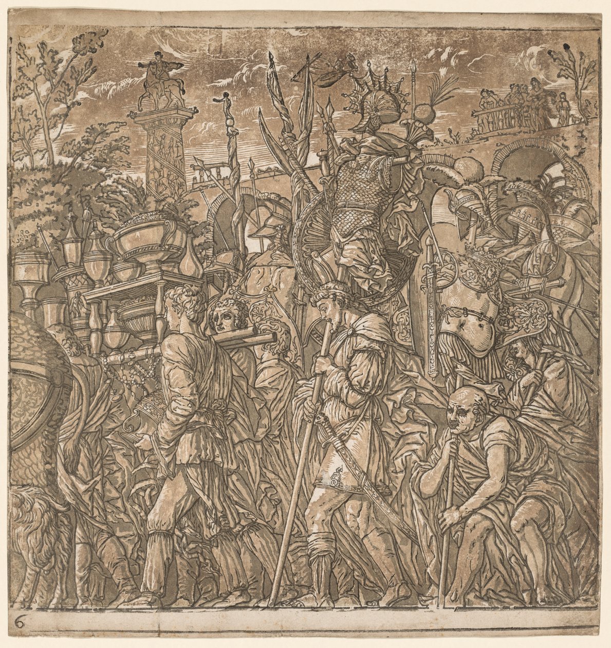Il trionfo di Giulio Cesare: Soldati che portano vasi e trofei di guerra, 1593-99 da Andrea Andreani