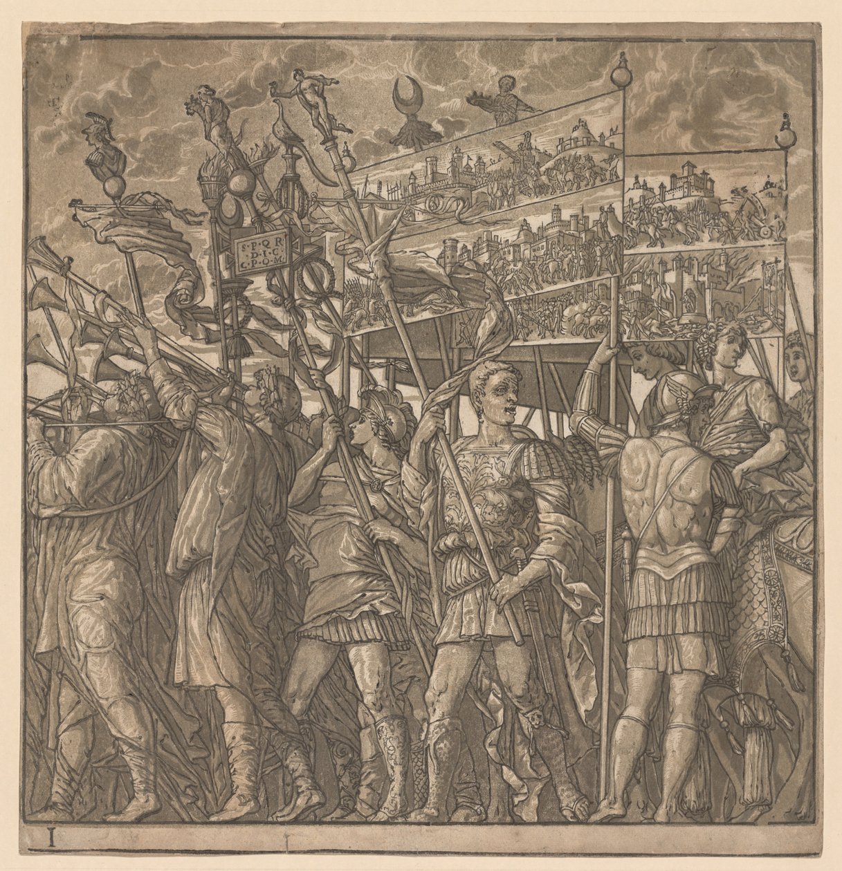 Il trionfo di Giulio Cesare: Soldati che portano le immagini della guerra, 1593-99 da Andrea Andreani