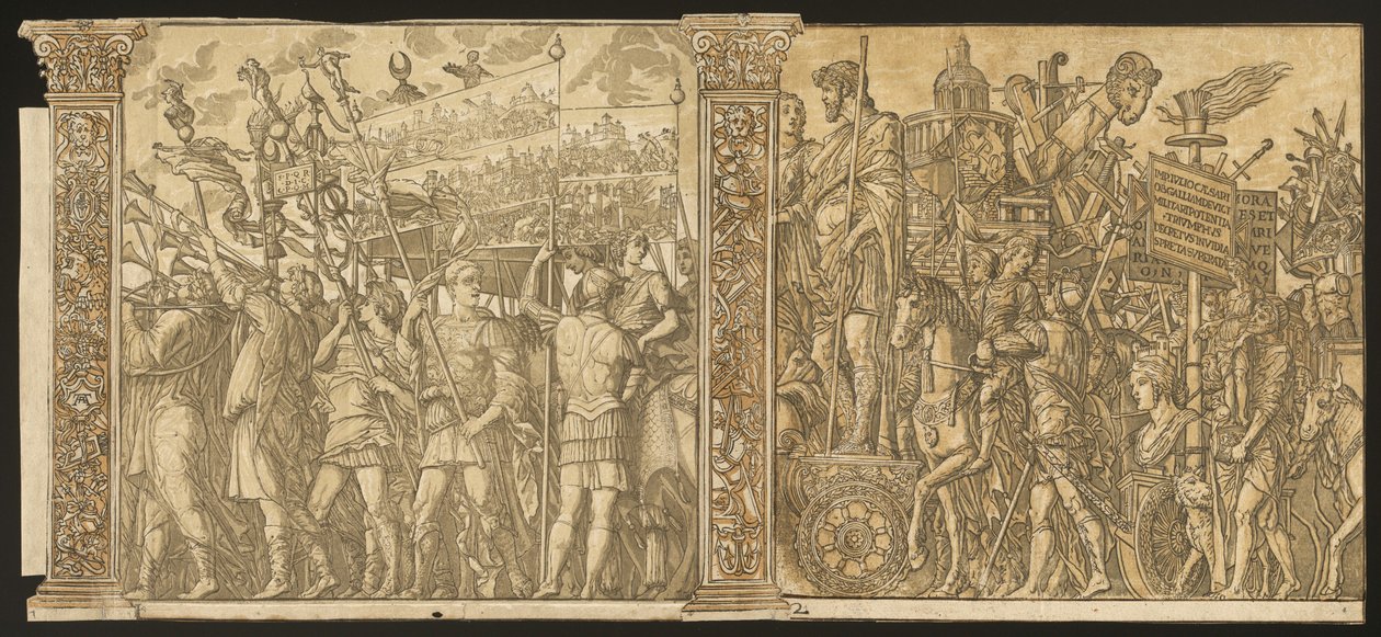 Il trionfo di Giulio Cesare [n.1 e 2 più 2 colonne] da Andrea Andreani after Andrea Mantegna
