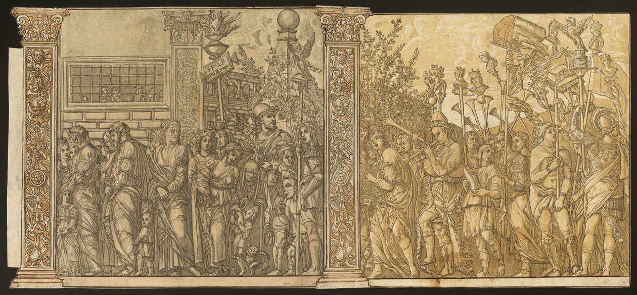 Il trionfo di Giulio Cesare [n.7 e 8 più 2 colonne] da Andrea Andreani after Andrea Mantegna