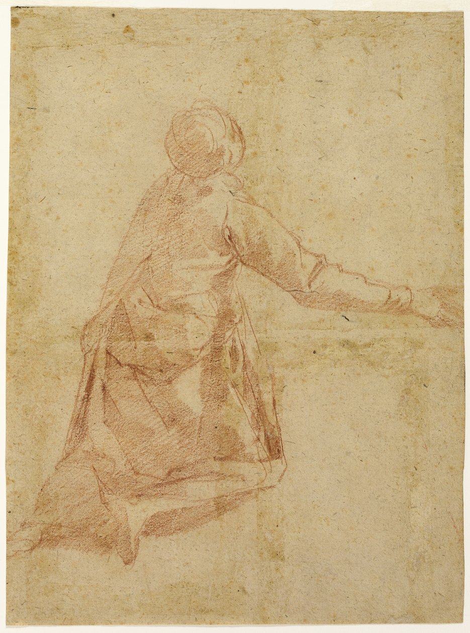 Figura inginocchiata vista da dietro (recto); Tre studi a mezzo busto di figura femminile velata (verso) da Andrea Boscoli