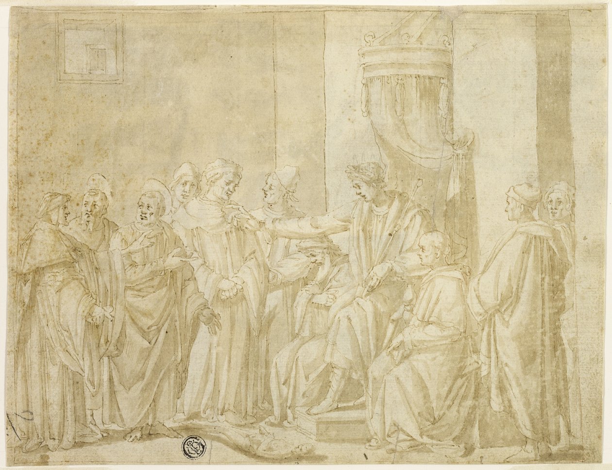 Santi Pietro e Paolo che disputano con Simon Mago davanti a Nerone (recto); Cinque scene della storia di Mosè (verso) da Andrea Boscoli