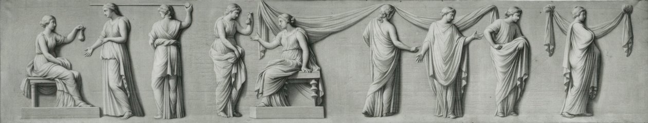 Un pannello grisaille che raffigura una processione femminile con lacrimatoi da Andrea Casali