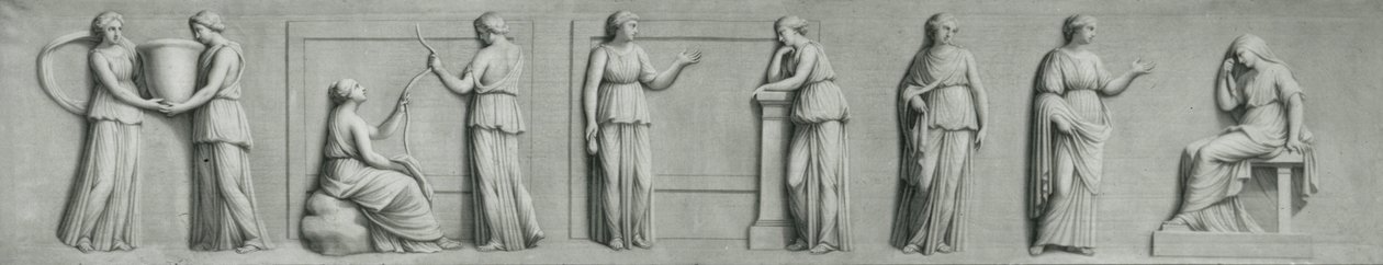 Un pannello grisaille che raffigura figure femminili tra cui muse da Andrea Casali