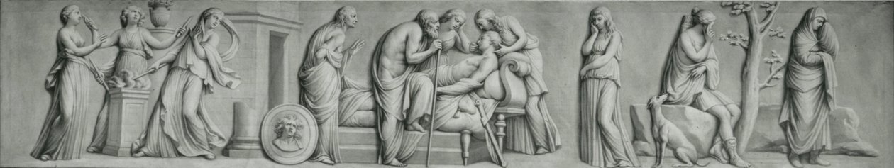 Pannello a grisaille, raffigurante la scena della morte di Meleagro da Andrea Casali