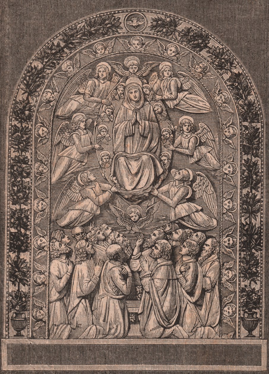 Assunzione della Vergine, della bottega di Andrea della Robbia, Pinacoteca di Città di Castello, Umbria, Italia, xilografia da Le cento città d
