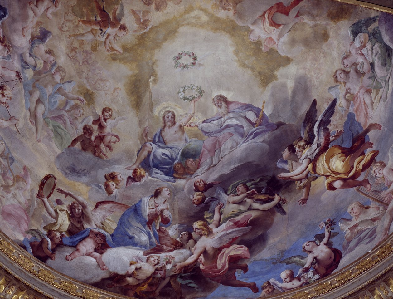 Incoronazione della Vergine, affresco dipinto nel 1699 da Andrea Lanzani, coro del Santuario dell