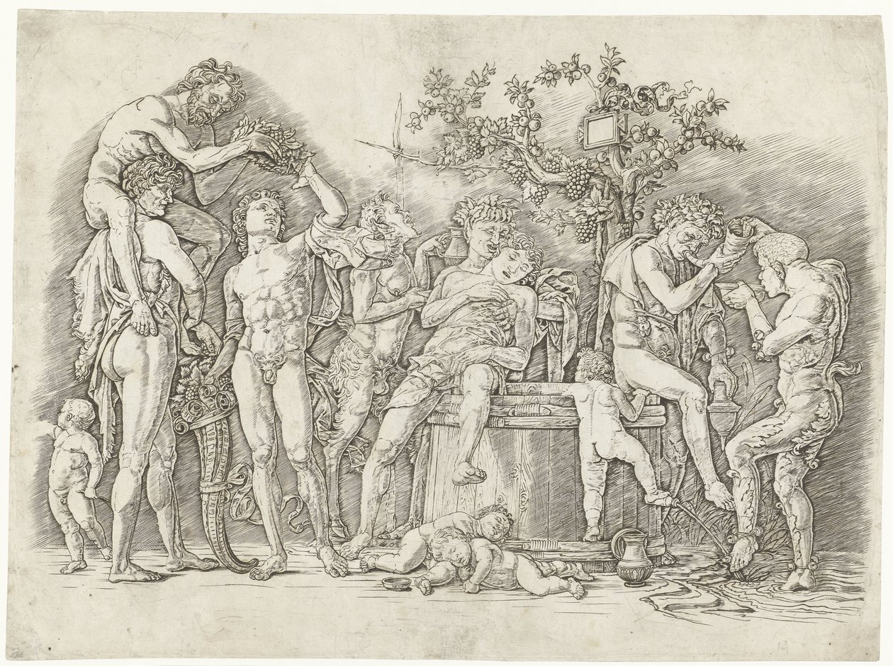 Baccanale con satiri e baccanti presso il torchio da Andrea Mantegna
