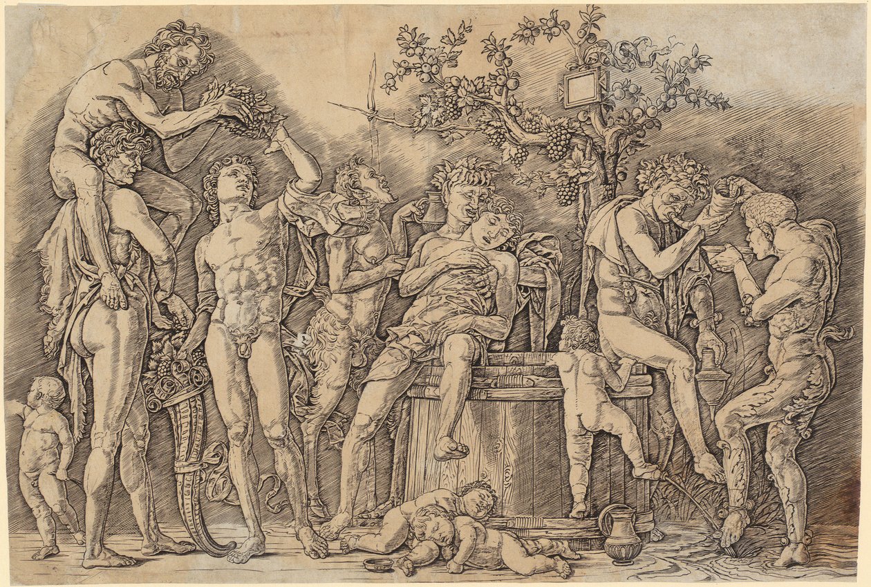 Bacchanal mit einem Weinfass da Andrea Mantegna
