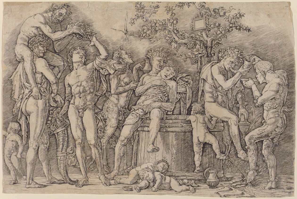 Baccanale con una botte di vino da Andrea Mantegna