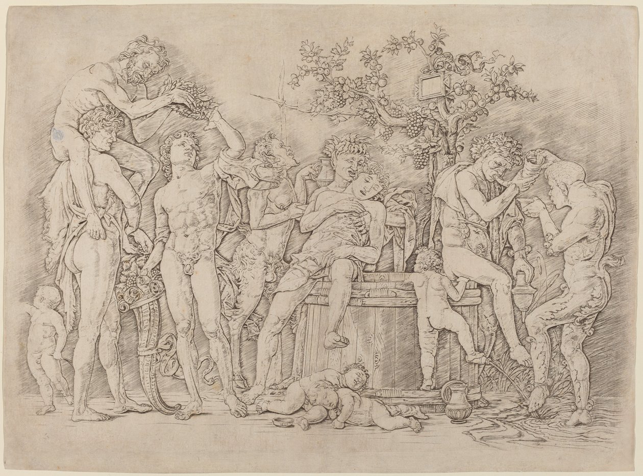 Baccanale con una botte di vino da Andrea Mantegna