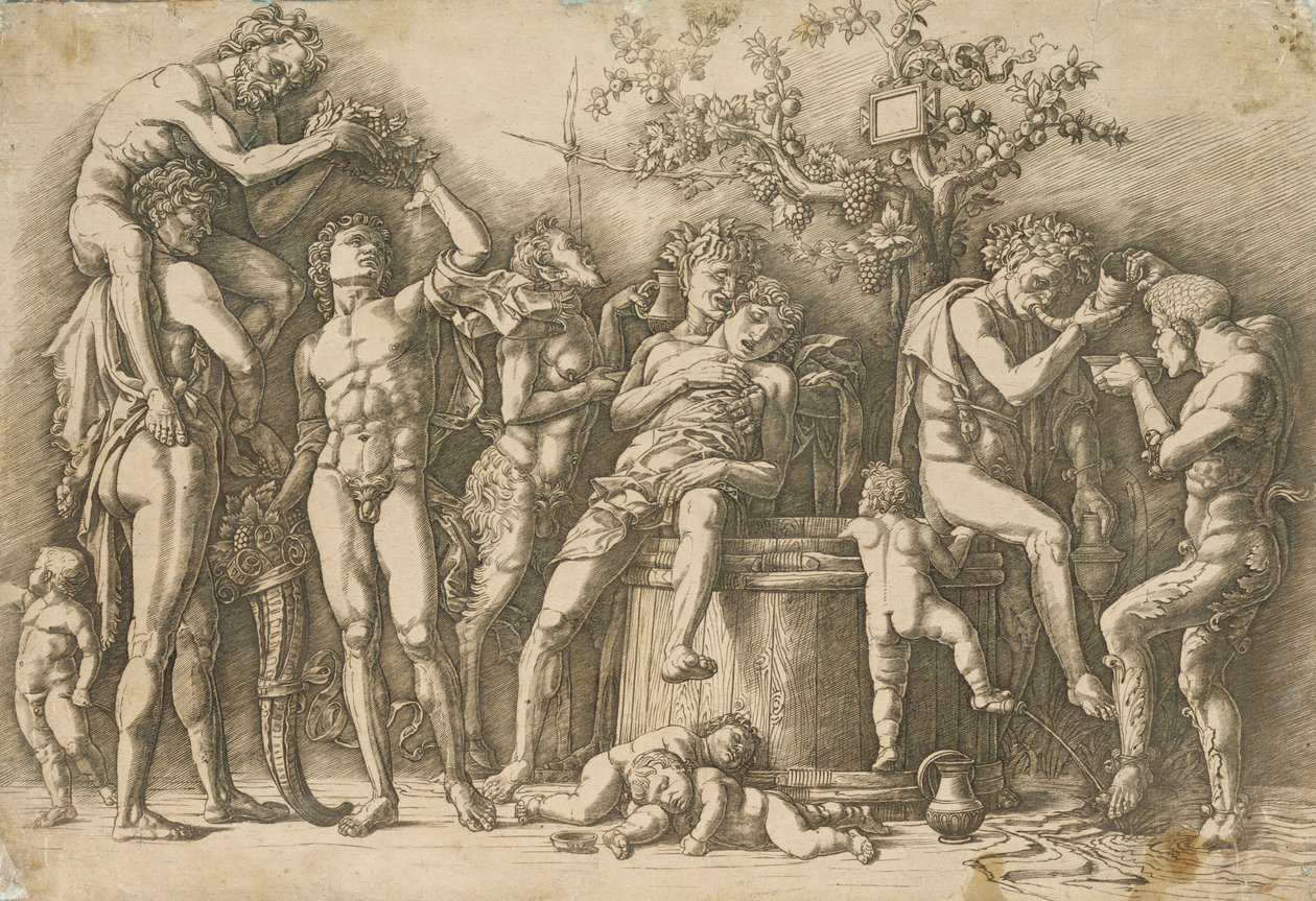 Baccanale con una botte di vino, c.1470-90 da Andrea Mantegna