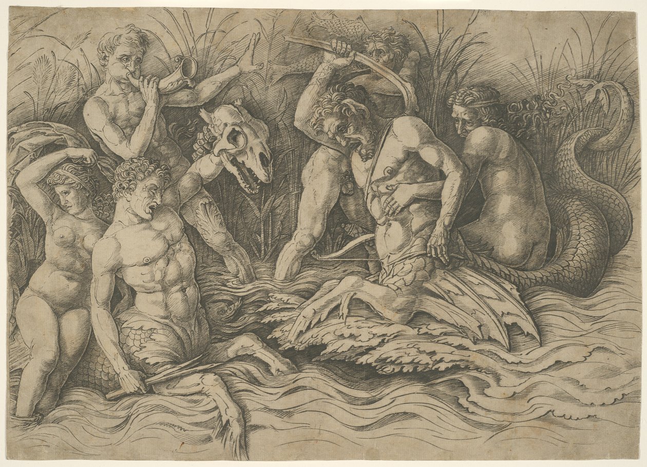 Battaglia degli dei del mare: Metà destra di un fregio da Andrea Mantegna