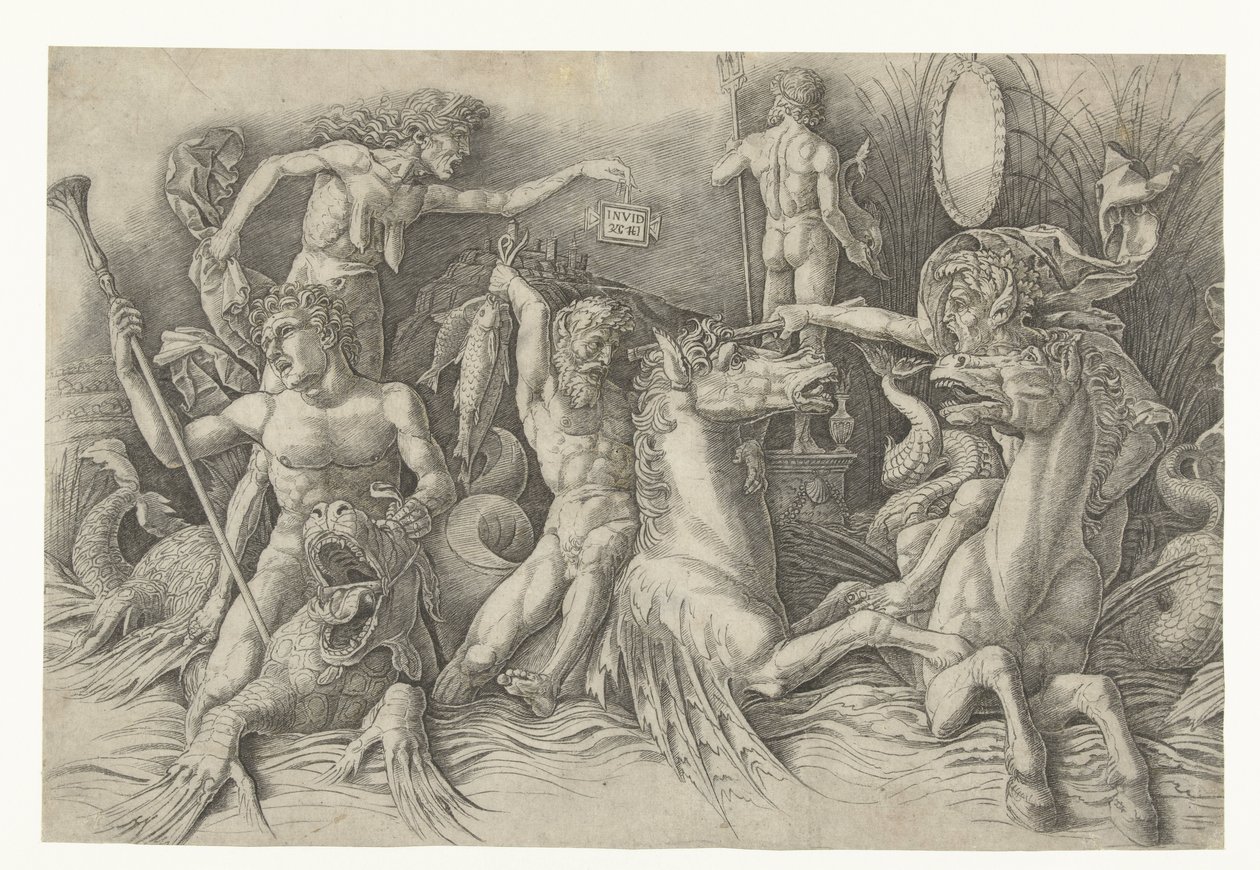 Battaglia degli dei del mare, con Invidia (Invidia) a sinistra da Andrea Mantegna