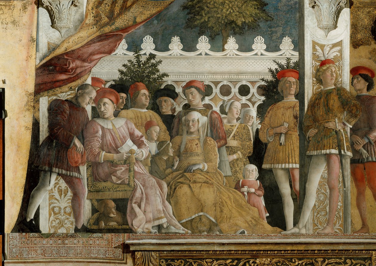Corte dei Gonzaga, affresco nella Camera degli Sposi nel Palazzo Ducale di Mantova da Andrea Mantegna
