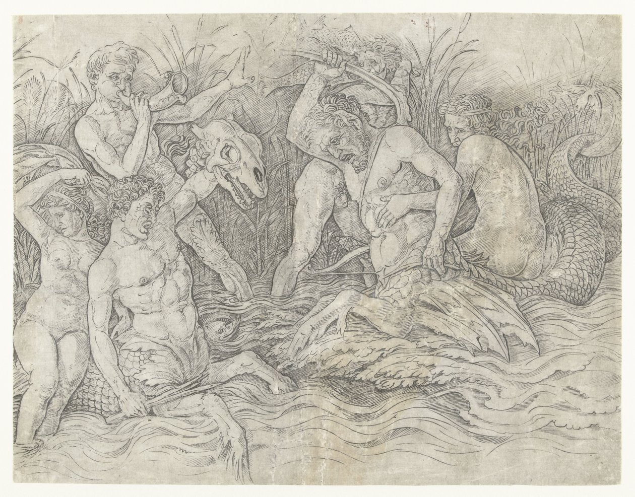 Combattimento tra tritoni con nereidi sulla schiena da Andrea Mantegna