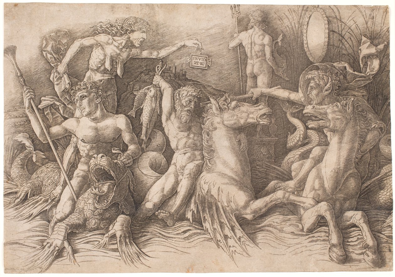 La battaglia degli dei del mare, metà sinistra da Andrea Mantegna