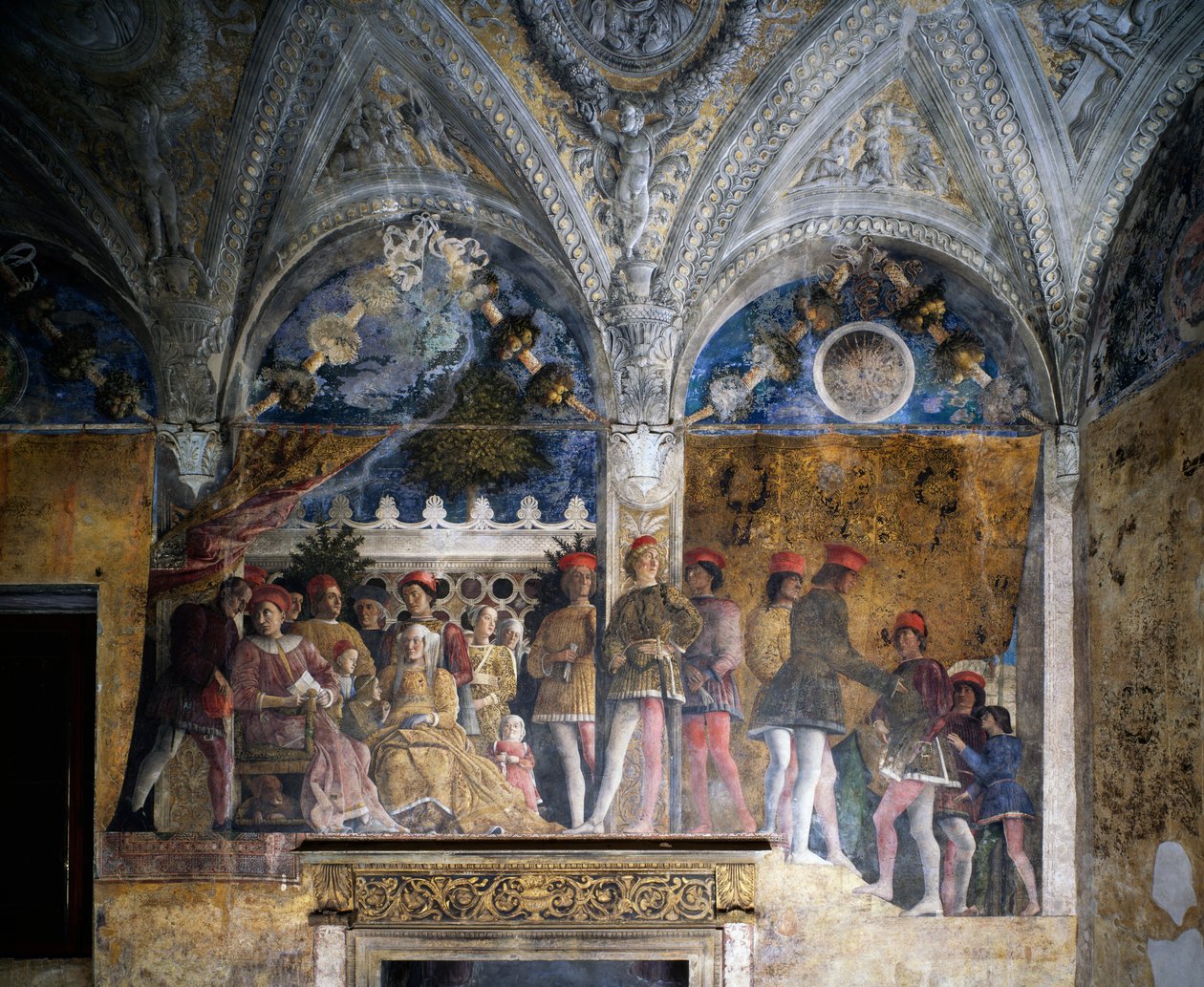 Ludovico Gonzaga, Marsilio Andreasi, Barbara di Brandeburgo con sua figlia Paula e Rodolfo Gonzaga da Andrea Mantegna