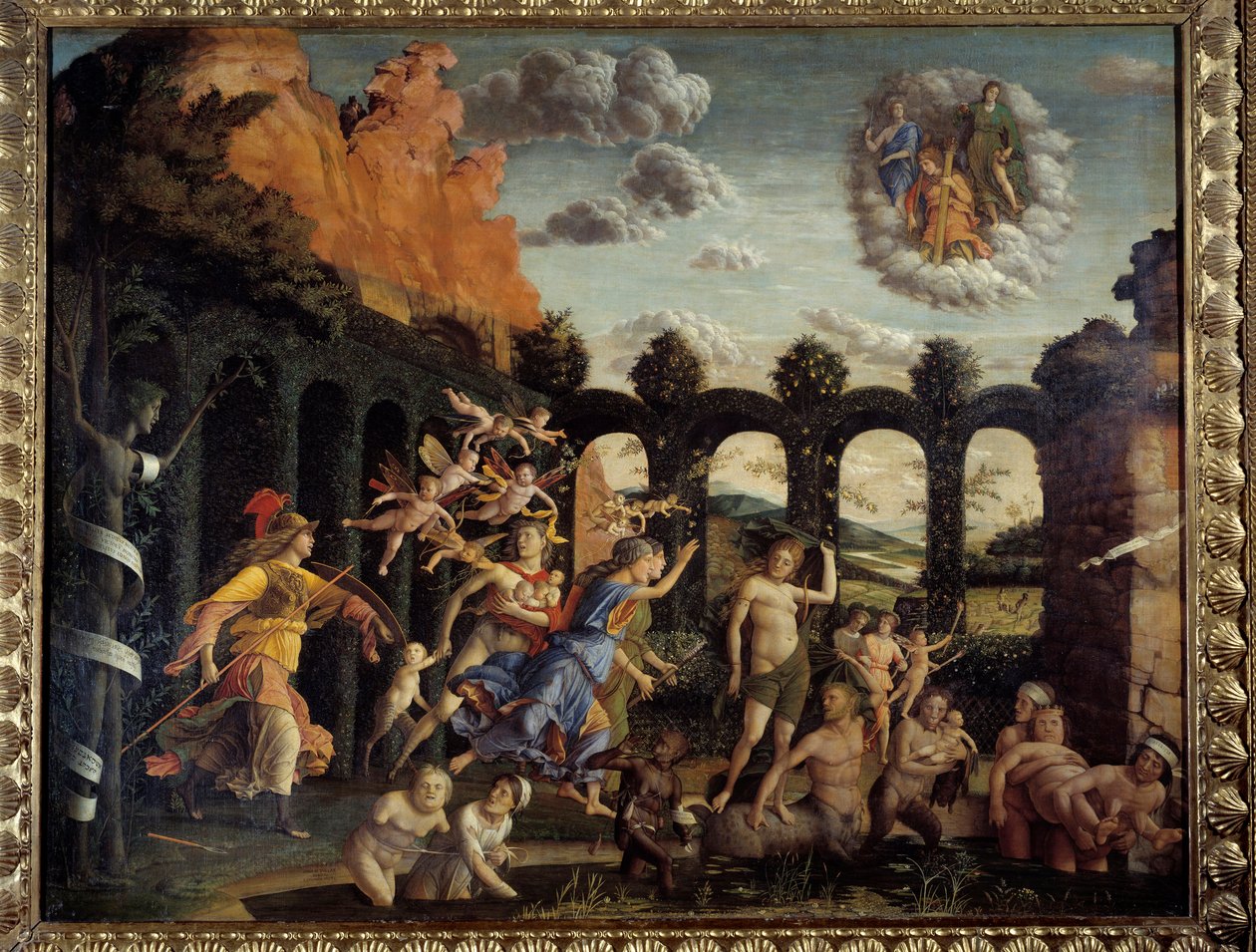 Minerva caccia i Vizi dal Giardino della Virtù da Andrea Mantegna
