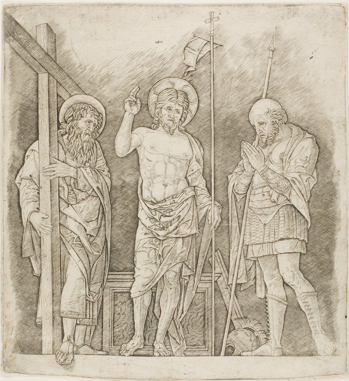Cristo risorto tra i santi Andrea e Longino da Andrea Mantegna