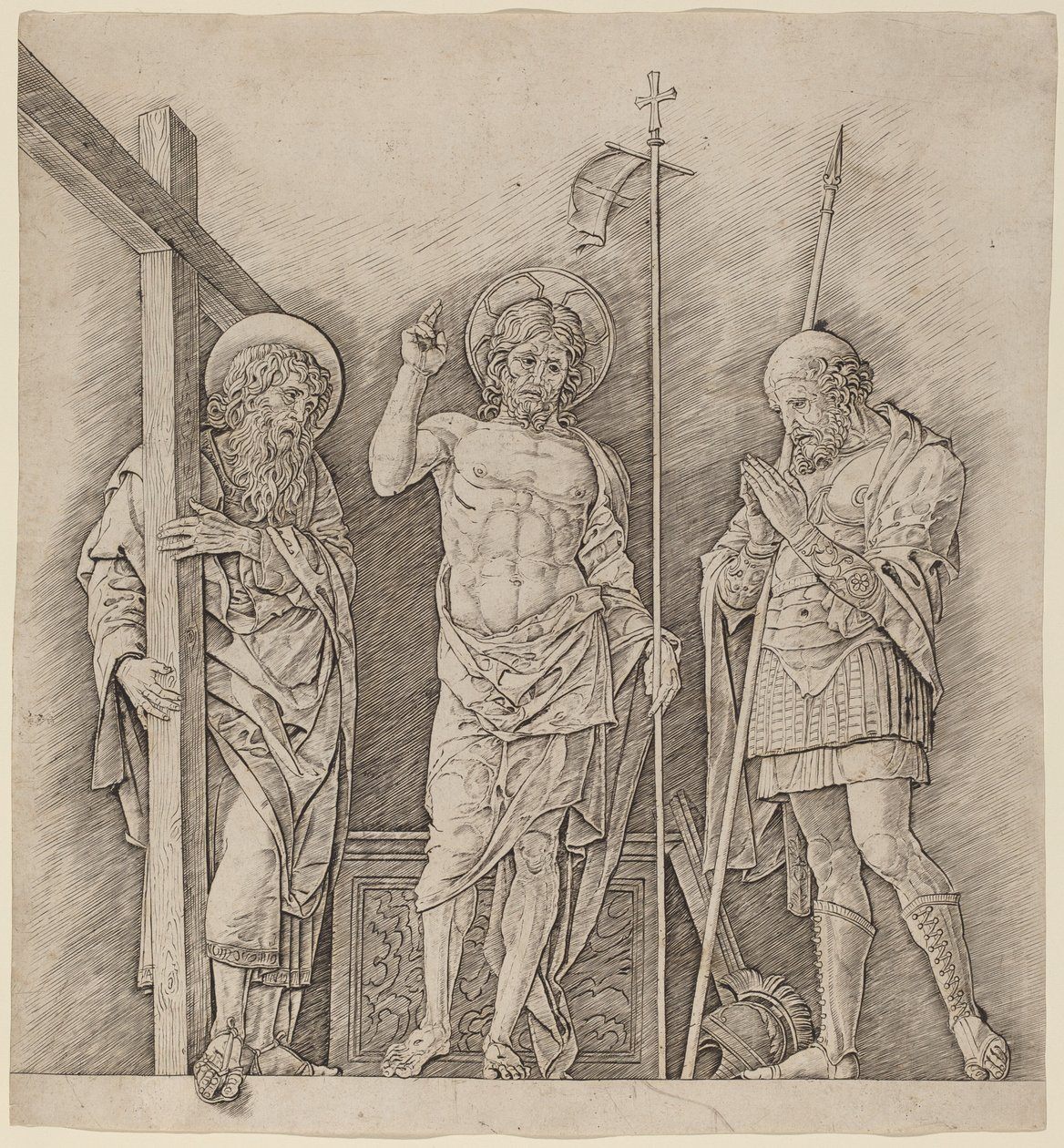 Cristo risorto tra i santi Andrea e Longino da Andrea Mantegna
