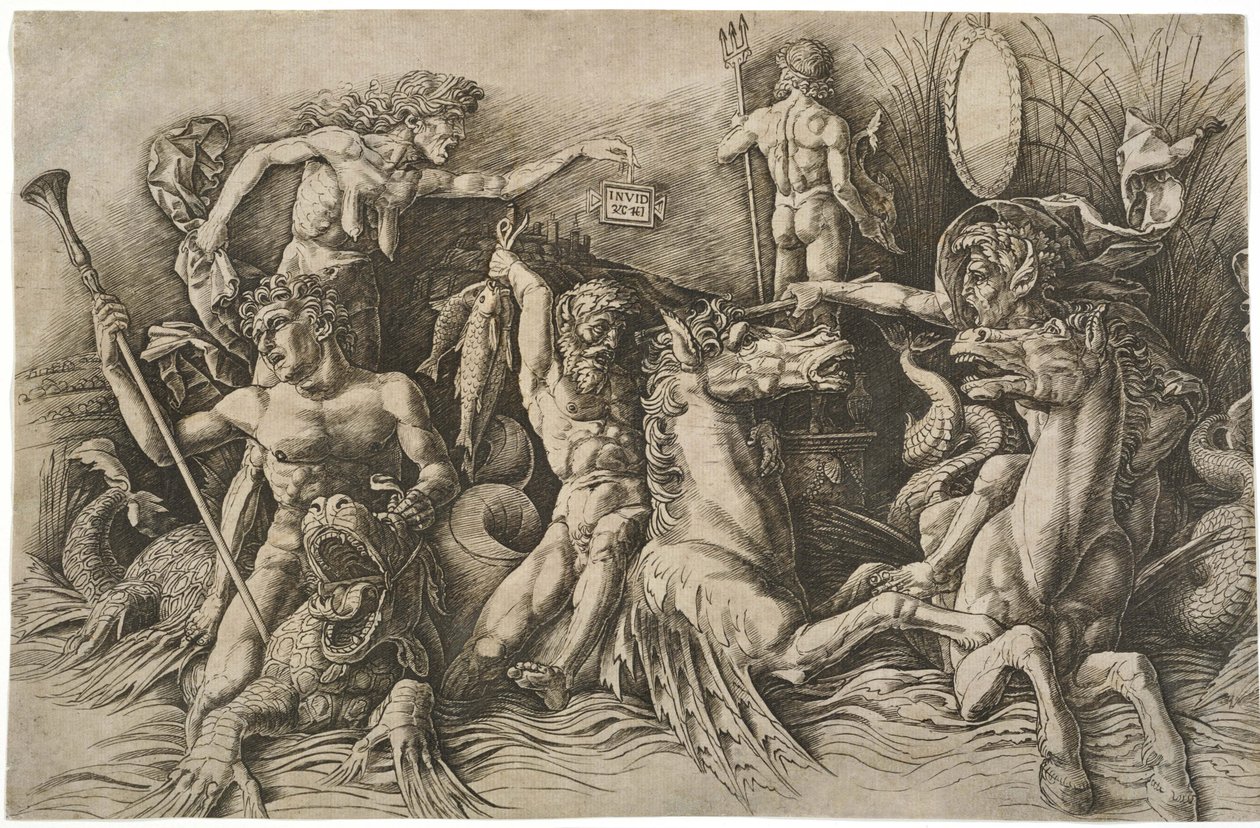 La battaglia degli dei del mare, ca 1475 da Andrea Mantegna